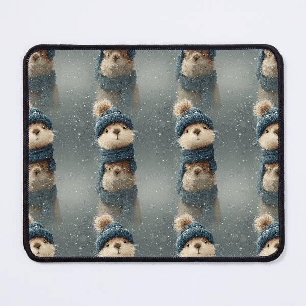 Item preview, Realistic Groundhog Portrait in Snow with Blue Hat designed and sold by Piotrek0001.