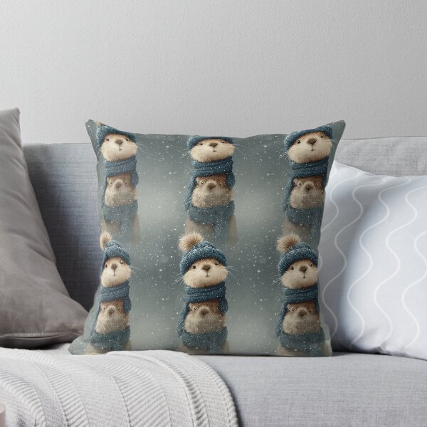 Item preview, Realistic Groundhog Portrait in Snow with Blue Hat designed and sold by Piotrek0001.