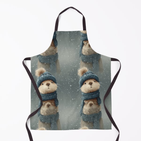 Item preview, Realistic Groundhog Portrait in Snow with Blue Hat designed and sold by Piotrek0001.