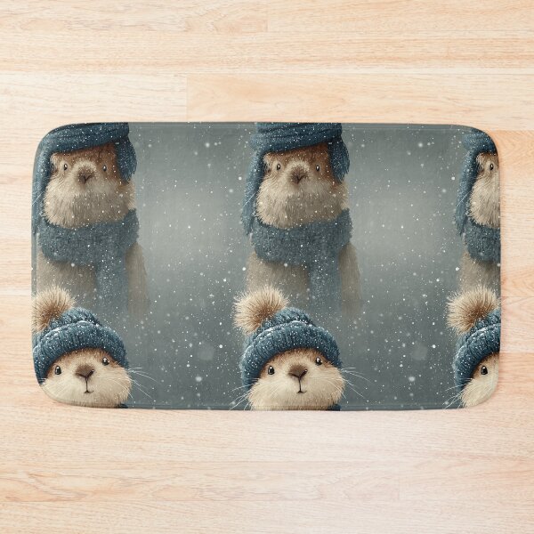Item preview, Realistic Groundhog Portrait in Snow with Blue Hat designed and sold by Piotrek0001.