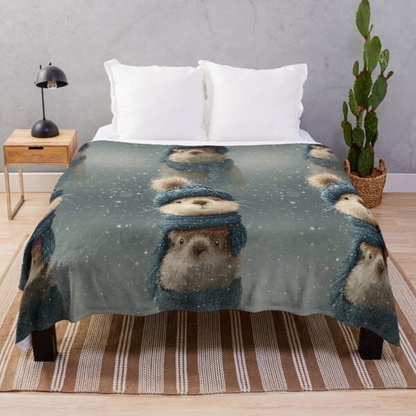 Item preview, Realistic Groundhog Portrait in Snow with Blue Hat designed and sold by Piotrek0001.