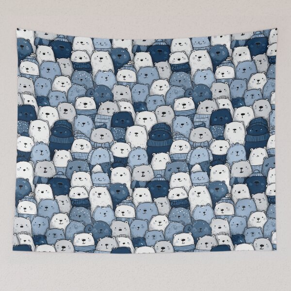Item preview, Blue and White Winter Groundhog Seamless Pattern designed and sold by Piotrek0001.