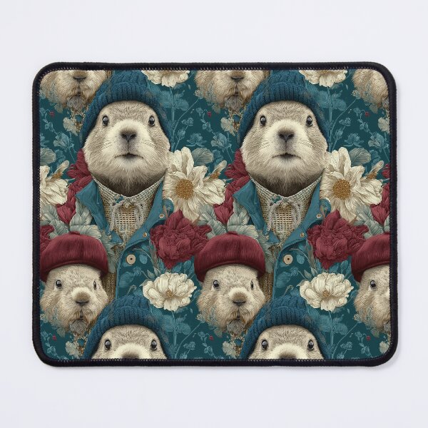 Item preview, Artistic Groundhog in Hat with Winter Flowers designed and sold by Piotrek0001.