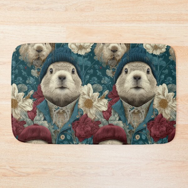 Item preview, Artistic Groundhog in Hat with Winter Flowers designed and sold by Piotrek0001.