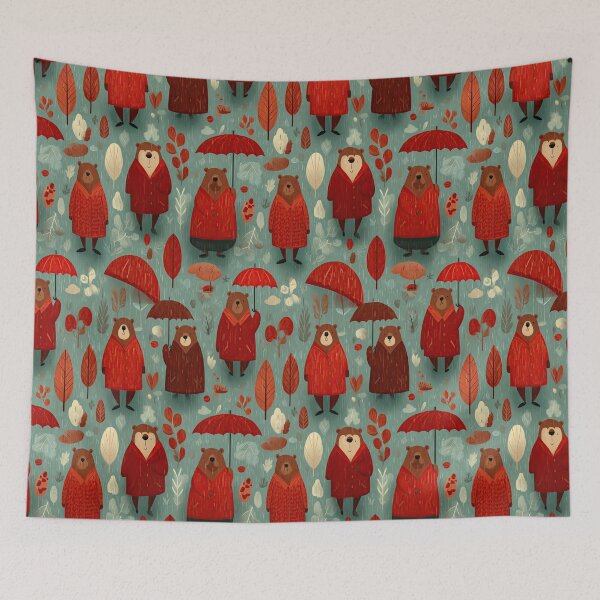 Item preview, Groundhogs in Red Coats Among Autumn Trees designed and sold by Piotrek0001.