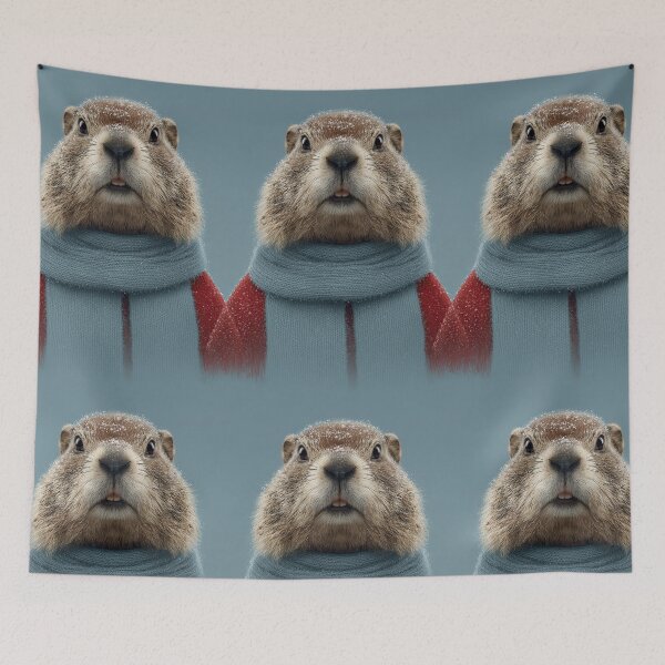 Item preview, Close Up Groundhog Wearing Thick Blue Scarf designed and sold by Piotrek0001.