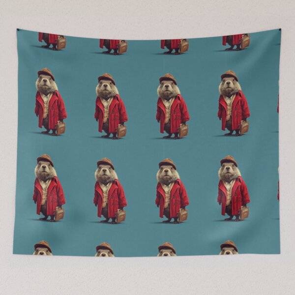 Item preview, Traveler Groundhog with Red Coat and Bag designed and sold by Piotrek0001.