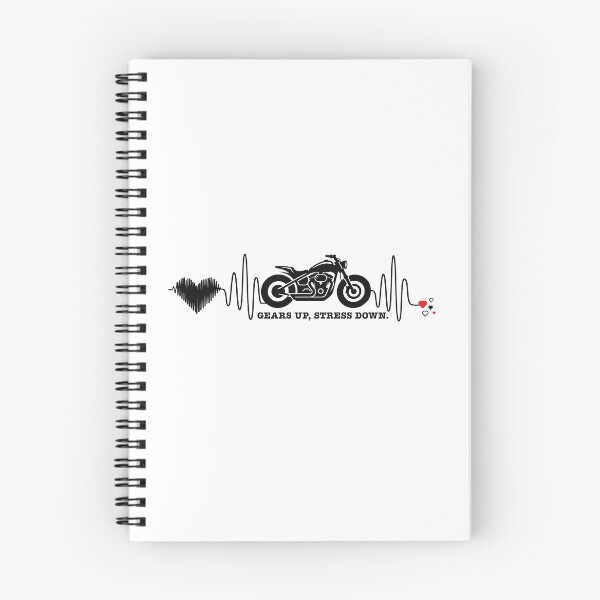 Item preview, Gears Up Stress Down Motorcycle Heartbeat Design designed and sold by PixelGrafiks.