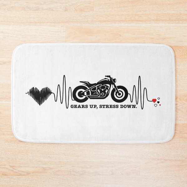 Item preview, Gears Up Stress Down Motorcycle Heartbeat Design designed and sold by PixelGrafiks.