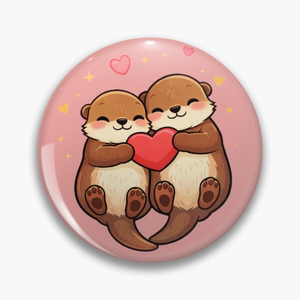 Item preview, Cute Otter Couple Hugging a Heart – Valentine Love Art designed and sold by Ivy-Triggs.