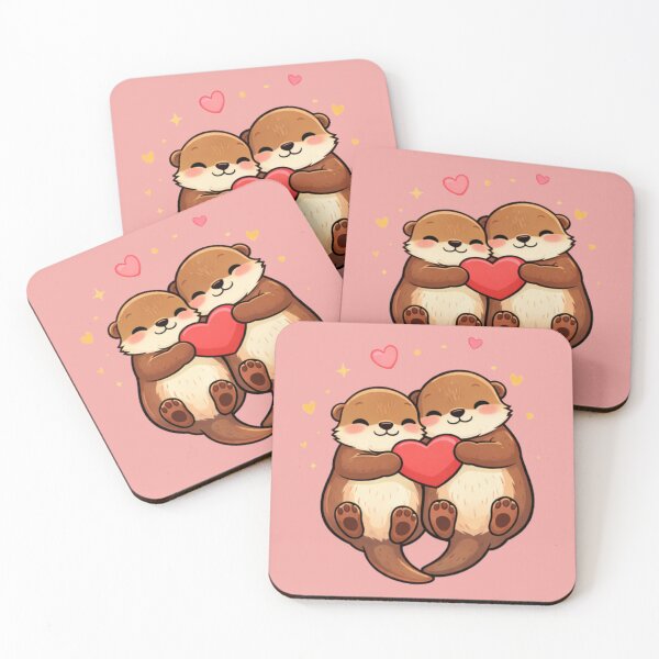 Item preview, Cute Otter Couple Hugging a Heart – Valentine Love Art designed and sold by Ivy-Triggs.