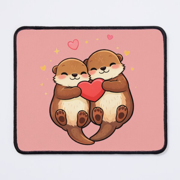 Item preview, Cute Otter Couple Hugging a Heart – Valentine Love Art designed and sold by Ivy-Triggs.