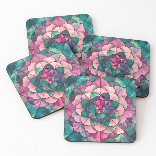 Item preview, Stained Glass Jade Rose Inspired Mosaic Mandala Pattern designed and sold by GrinGalore.