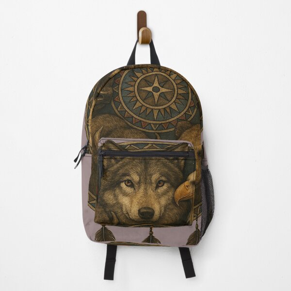 Item preview, Native Spirit Animal Totem – Wolf, Eagle, Bear & Bison Mandala designed and sold by myforestfog.