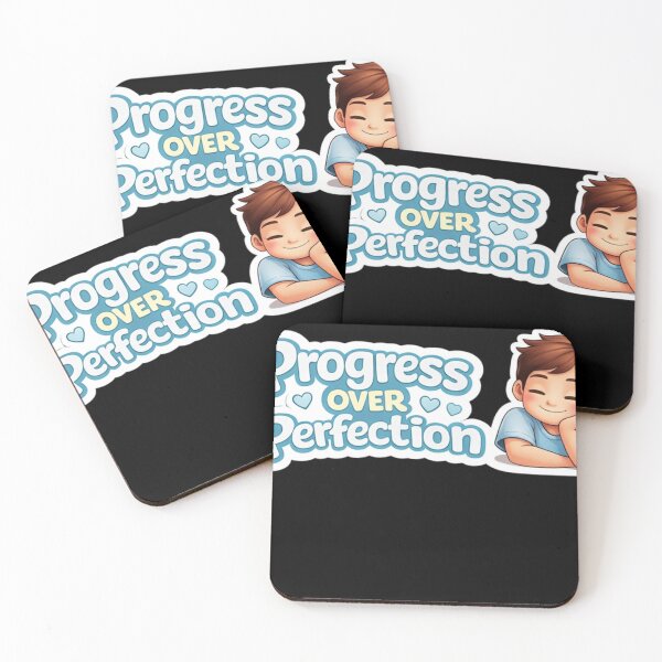 Item preview, Progress Over Perfection Cute Boy Sticker | Motivational Quote Illustration | Positive Mindset Design designed and sold by ArtByKapil.
