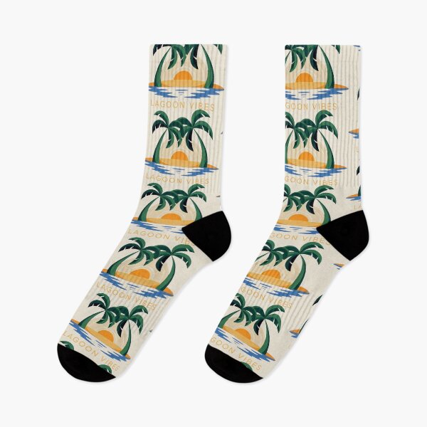 Item preview, Lagoon Vibes Tropical Island Sunset with Palm Trees Art designed and sold by SplashTastic.