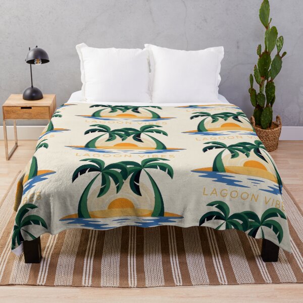 Item preview, Lagoon Vibes Tropical Island Sunset with Palm Trees Art designed and sold by SplashTastic.