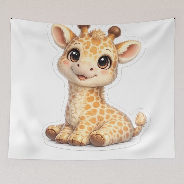 Item preview, Cute Giraffe 3D Cartoon Kawaii Giraffe 3D Animal Art designed and sold by MiniPrintMagic.