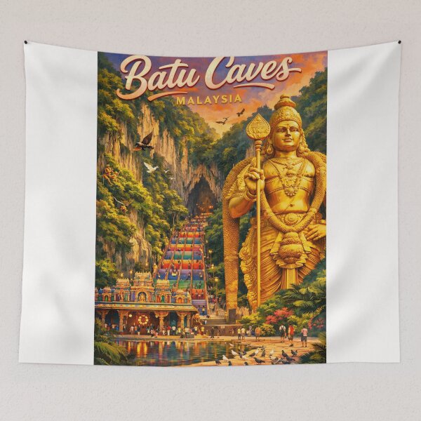 Item preview, Batu Caves with Lord Murugan Statue and Rainbow Staircase – Selangor, Malaysia designed and sold by Places On Earth.