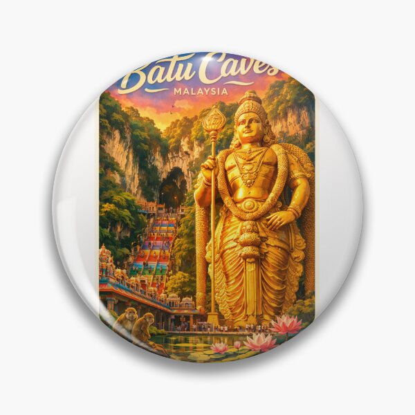 Item preview, Batu Caves with Golden Murugan Statue and Lotus Pond – Gombak District, Selangor, Malaysia designed and sold by Places On Earth.