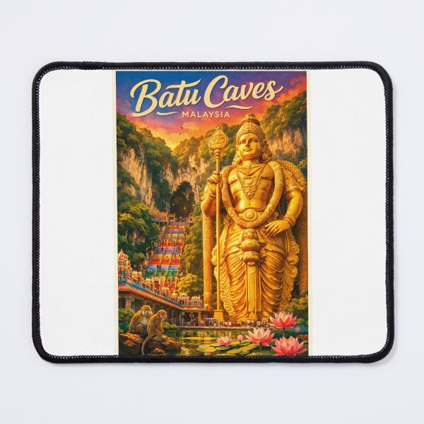 Item preview, Batu Caves with Golden Murugan Statue and Lotus Pond – Gombak District, Selangor, Malaysia designed and sold by Places On Earth.