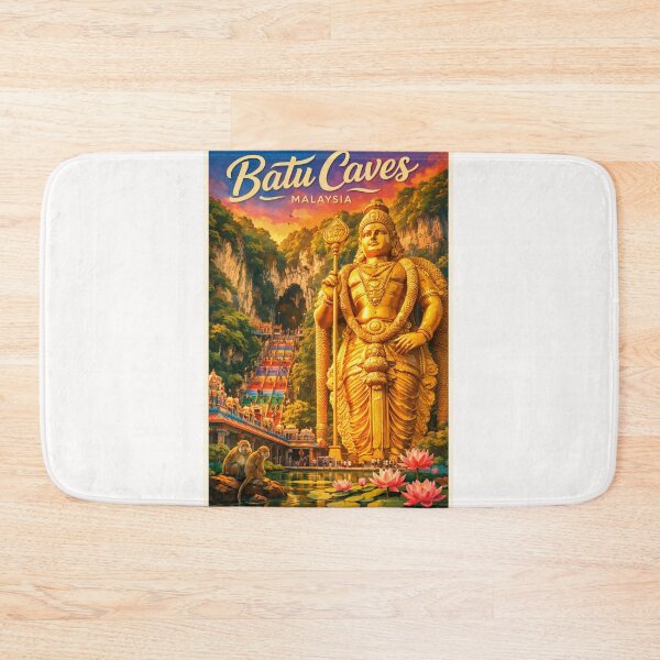 Item preview, Batu Caves with Golden Murugan Statue and Lotus Pond – Gombak District, Selangor, Malaysia designed and sold by Places On Earth.