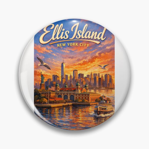 Item preview, Ellis Island and Statue of Liberty with NYC Skyline – New York Harbor, USA designed and sold by Places On Earth.