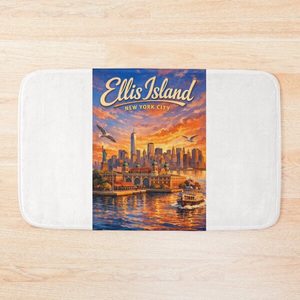 Item preview, Ellis Island and Statue of Liberty with NYC Skyline – New York Harbor, USA designed and sold by Places On Earth.