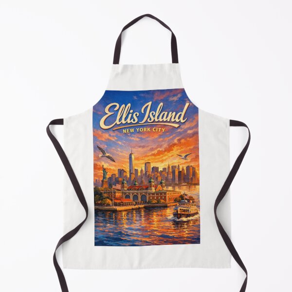 Item preview, Ellis Island and Statue of Liberty with NYC Skyline – New York Harbor, USA designed and sold by Places On Earth.