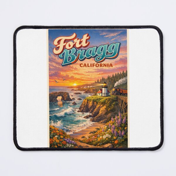 Item preview, Fort Bragg with Coastal Lighthouse and Wildflowers – Mendocino County, California designed and sold by Places On Earth.