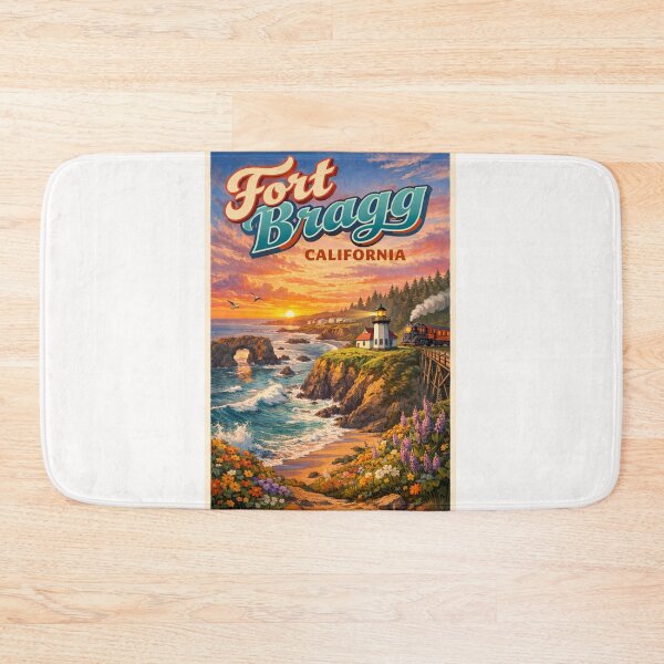 Item preview, Fort Bragg with Coastal Lighthouse and Wildflowers – Mendocino County, California designed and sold by Places On Earth.
