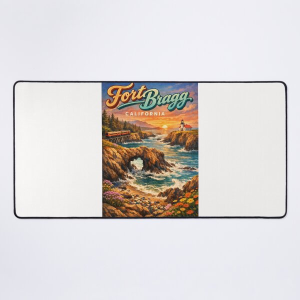 Item preview, Fort Bragg Sunset with Ocean Arch and Skunk Train – Northern California Coast designed and sold by Places On Earth.