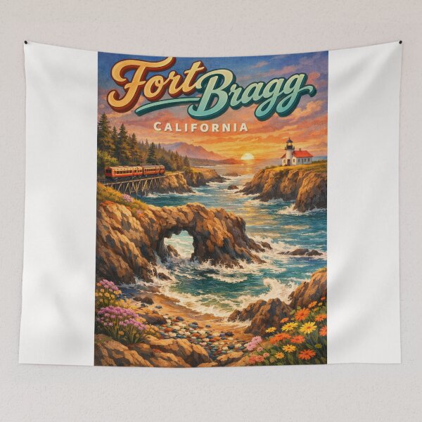 Item preview, Fort Bragg Sunset with Ocean Arch and Skunk Train – Northern California Coast designed and sold by Places On Earth.
