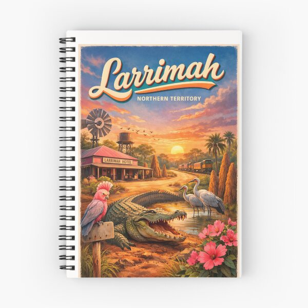 Item preview, Larrimah Hotel and Crocodile with Sunset Sky – Northern Territory, Australia designed and sold by Places On Earth.
