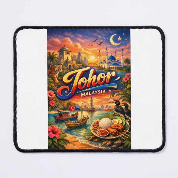 Item preview, Johor Malaysia with Blue Mosque, Boats, and Nasi Lemak – Southern Peninsula Malaysia designed and sold by Places On Earth.