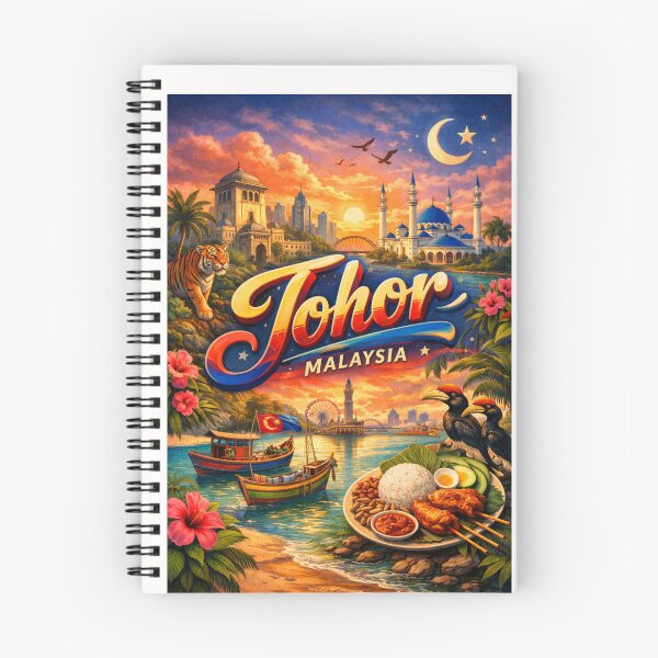 Item preview, Johor Malaysia with Blue Mosque, Boats, and Nasi Lemak – Southern Peninsula Malaysia designed and sold by Places On Earth.