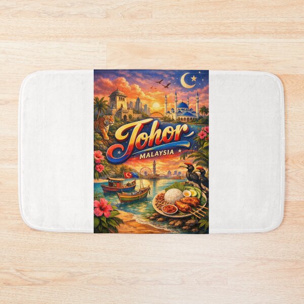 Item preview, Johor Malaysia with Blue Mosque, Boats, and Nasi Lemak – Southern Peninsula Malaysia designed and sold by Places On Earth.