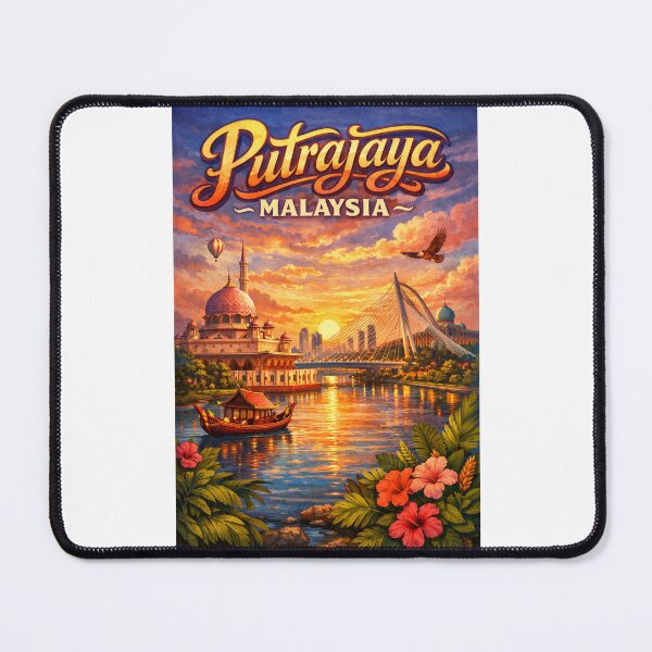 Item preview, Putrajaya Sunset with Putra Mosque and Seri Wawasan Bridge – Federal Territory of Malaysia designed and sold by Places On Earth.