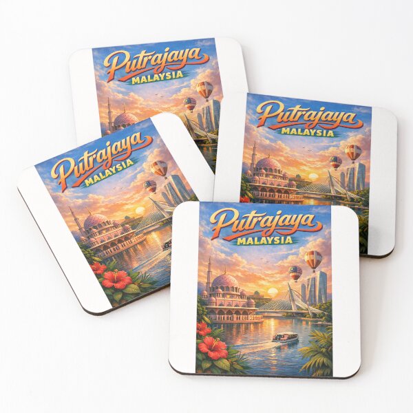 Item preview, Putrajaya Cityscape with Hot Air Balloons and Pink Mosque – Central Malaysia designed and sold by Places On Earth.