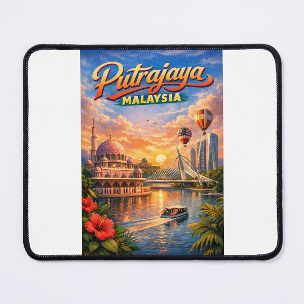Item preview, Putrajaya Cityscape with Hot Air Balloons and Pink Mosque – Central Malaysia designed and sold by Places On Earth.