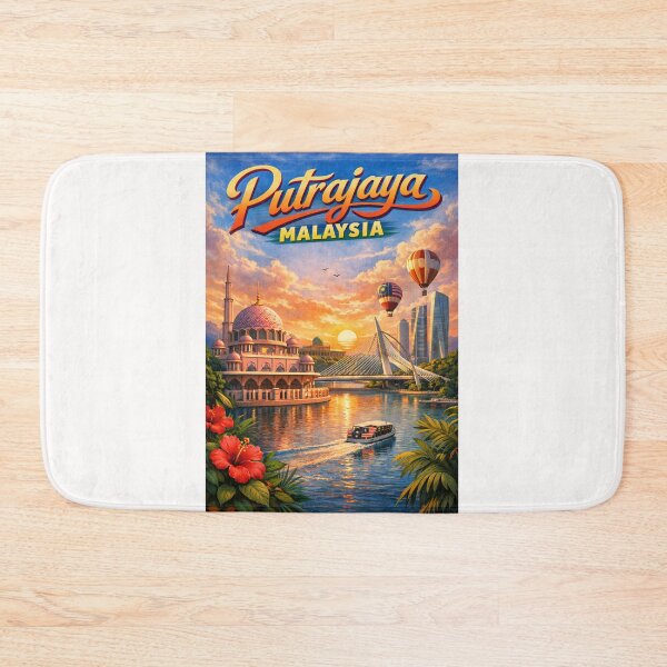 Item preview, Putrajaya Cityscape with Hot Air Balloons and Pink Mosque – Central Malaysia designed and sold by Places On Earth.