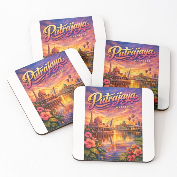 Item preview, Putrajaya Waterway with Mosque, Hot Air Balloons, and Sunset Glow – Malaysia Federal Capital designed and sold by Places On Earth.