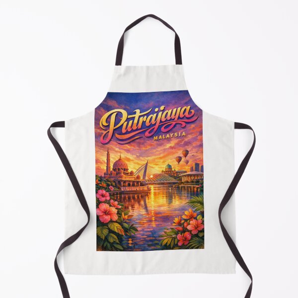 Item preview, Putrajaya Waterway with Mosque, Hot Air Balloons, and Sunset Glow – Malaysia Federal Capital designed and sold by Places On Earth.
