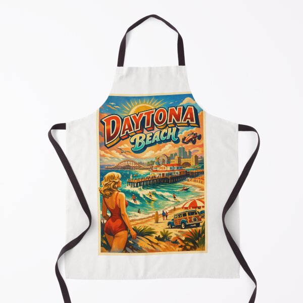 Item preview, Daytona Beach with Pier, Surfers, and Classic Cars – Florida Coast, USA designed and sold by Places On Earth.