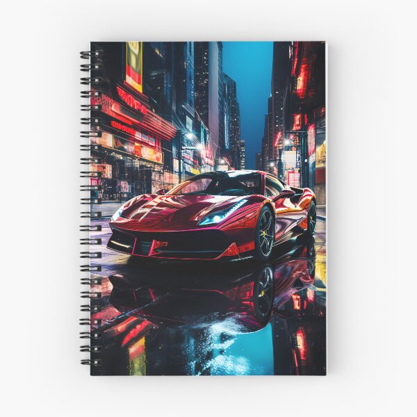 Item preview, Shiny Red Supercar Parked On Neon Lit Night City Street designed and sold by RevUpDesign.