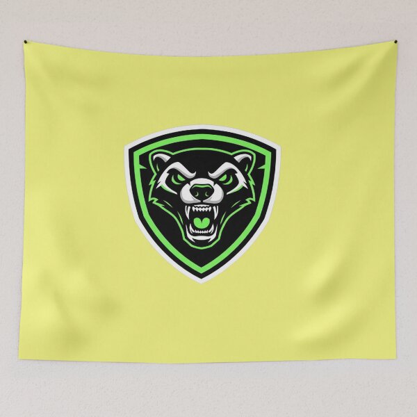 Item preview, Fierce Angry Honey Badger Mascot Esports Vector Art Neon Green and Black Tactical Shield Logo designed and sold by bvdesignart.