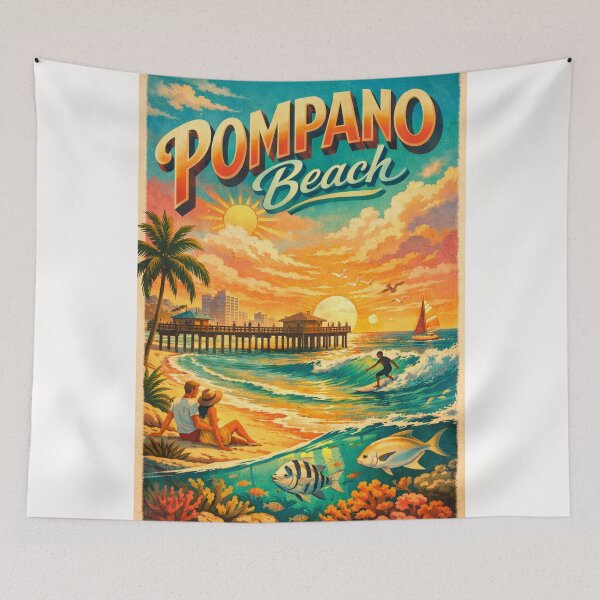 Item preview, Pompano Beach Sunset Pier Scene – Broward County Coastal Charm designed and sold by Places On Earth.