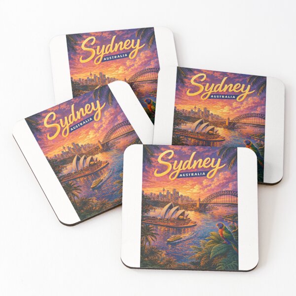 Item preview, Sydney Skyline Sunset – Harbour Bridge, Opera House & Rainbow Lorikeet designed and sold by Places On Earth.