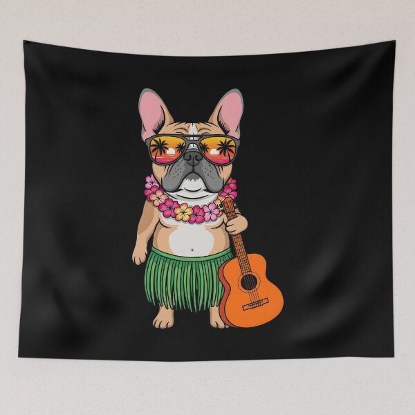 Item preview, Hawaiian French Bulldog & Pineapple Ukulele Summer Vacation designed and sold by OlakunleOloroz.