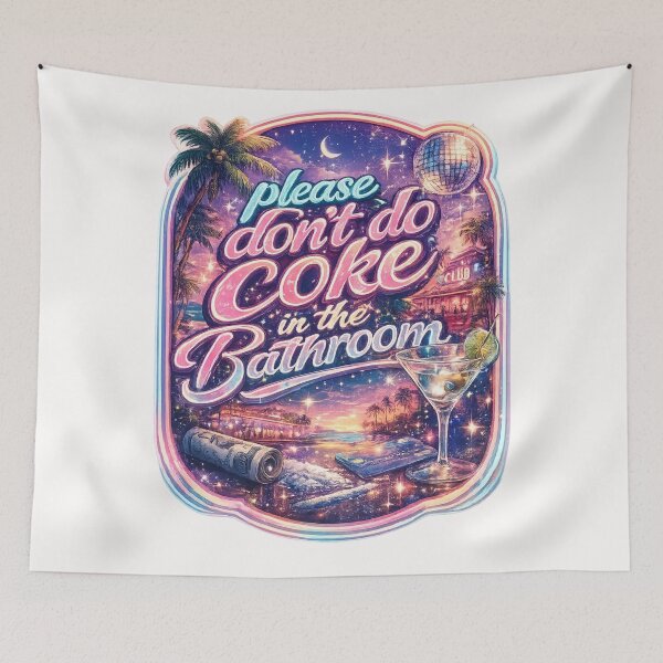 Item preview, Retro Beach Scene – Please Don’t Do Coke in the Bathroom Neon Sign designed and sold by Places On Earth.